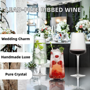 Gobelets en cristal sans plomb à rayures verticales, forme trapézoïdale, pour vin blanc et rouge, capacité 500-1000 ml - Product Image 2