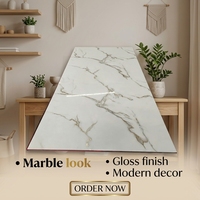 Panneaux en PVC marbré modernes à haute brillance et imperméables pour la décoration murale intérieure ; Panneaux imprimés en 3D pour usage commercial et domestique