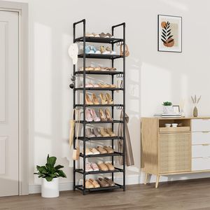 Scarpiera alta 10 livelli contiene 30 paia di scarpe verticali robuste con ganci impilabili scarpiera stretta - Product Image 5