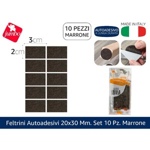 Lot de 10 coussinets en feutre auto-adhésifs marron 20x30mm pour meubles - Product Image 1