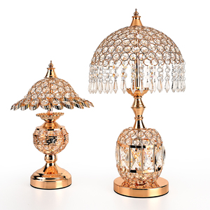Lámpara de mesa de cristal moderna y brillante, estilo europeo, ideas de regalo de boda de lujo, lámpara de dormitorio dulce, decoración del <span class=keywords><strong>hogar</strong></span>, lámpara dorada - Product Image 3