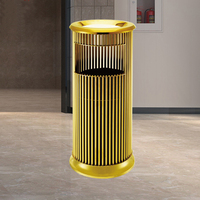 Poubelle décorative en métal doré pour hall d'hôtel, garage, bac à déchets, seau de rangement, emballage en vrac