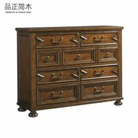 Commode à miroir de style campagnard américain en bois massif vintage rétro avec tiroirs pour entrée, chambre à coucher, salon