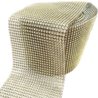 S235 Fournisseur d'usine, garniture en strass dorée scintillante, 24 rangées de cristaux, garniture en maille plastique, accessoires