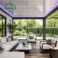 HESIWEI Pergola de Luxe Moderne Motorisée, Imperméable, en Aluminium, pour Extérieur, Gazebo Vintage, Décoration de Jardin, Pavillon Parasol Éclectique