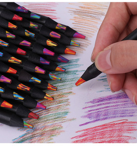 Matite Colorate con Nucleo Arcobaleno in Legno Nero, 12 Colori, per Disegno, Colorazione e Schizzi per Bambini, Attività Scolastiche e in Classe - Product Image 6