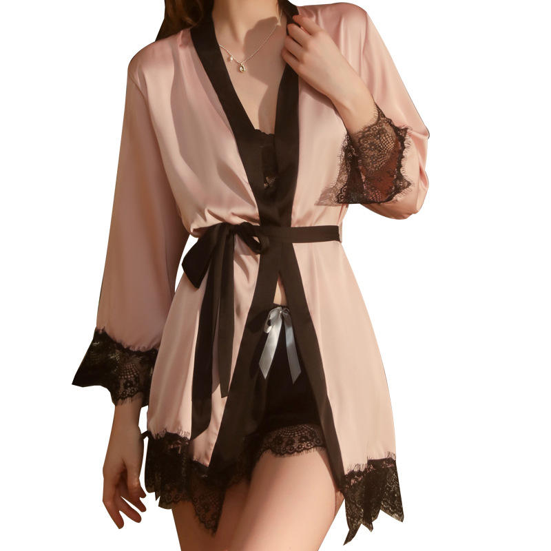 2024 Sexy Mature Ladies Satin Robe Set Sensual Luxurious