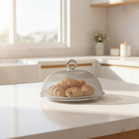 Couvre-plat rond en acier inoxydable, couvre-table domestique anti-insectes et anti-poussière, couvre-aliments haute sécurité