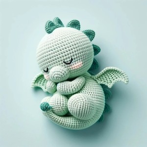 Gran oferta hecha a mano <span class=keywords><strong>verde</strong></span> bebé dragón ganchillo <span class=keywords><strong>Amigurumi</strong></span> Adorable ganchillo dinosaurio muñeca para regalo de bebé juguetes de animales de punto de peluche - Product Image 5