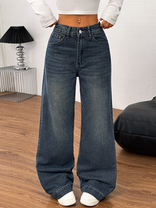 Pantalones largos de pierna ancha estilo retro americano europeo y americano, pantalones vaqueros holgados de pierna recta estilo chica picante. - Product Image 5