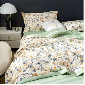 Hot Sale High King Size 4 Pcs All-Season Double-Sided 300tc Modern <b>Quilt</b> Washed Brushed Fabric Embroidery Bedding Set - Product Image 2