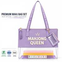 Sac de Mahjong Grande Capacité en PVC Transparent avec Pochette Supplémentaire, Fermeture Éclair Lisse, pour Tournois en Extérieur, Fabrication Personnalisée, Certifié BSCI