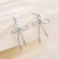 Anting Tusuk Wanita Perak Sterling 925 Berlapis Emas 18k Model Pita Mutiara Kerang, Laris Manis, Grosir Perhiasan