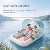 Lit flottant gonflable en PVC blanc portable avec parasol pour la maison, la cour et les jeux aquatiques en plein air