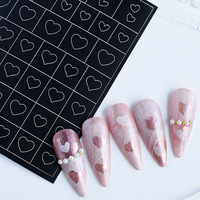 Stiker Nail Art Hollow Out Baru, Template Cat Semprot Dua Fungsi, Dekal Nail Art Hati dan Langit Berbintang untuk Lukisan Gradasi