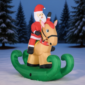 Decoración Navideña Inflable de Santa Claus a Caballo para Jardín, Material de PVC, D0100H5NJK2 - Product Image 2