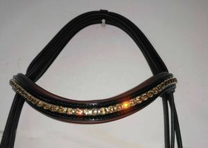 Brida de caballo de charol de dos tonos Topacio Crystal Wave Brow Band Noseband Estilo occidental Sillín acolchado Sillines de alta calidad - Product Image 2