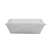 Boîte à clapet de bagasse blanche de 9*9 pouces sans PFAS congelable au micro-ondes avec couvercle à charnière Conteneurs à assiettes jetables