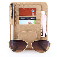 Porte-lunettes de soleil multifonctionnel, assurance et enregistrement, organisateur de pare-soleil de voiture, porte-documents en cuir de voiture