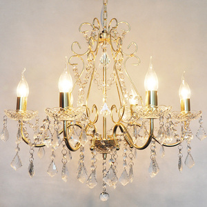 Lustre suspendu moderne classique en acrylique de luxe, luminaire décoratif pour salon, chambre à coucher, mariage, avec pampilles dorées et cristaux - Product Image 1