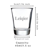 Verre à shot personnalisé avec logo, verre à shot classique pour tequila, base lourde, design mini épais pour vodka, rhum, shots de gelée pour bar, pub, fête