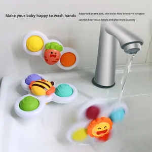 Becho Toy <span class=keywords><strong>2026</strong></span> Neu 3er-Set Plastik-Tier-Windmühlen-Rasseln, drehbare Fidget-Sensorik-Badespielzeuge mit Saugnapf für Babys - Product Image 2