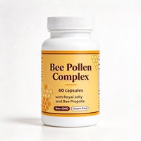 Capsules de complexe de pollen d'abeille en marque privée OEM ODM, sans OGM, sans gluten, avec gelée royale et propolis d'abeille