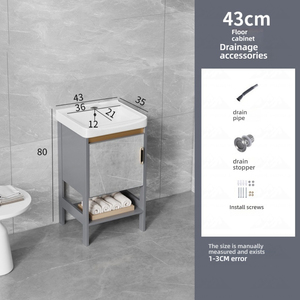 <span class=keywords><strong>Armoire</strong></span> <span class=keywords><strong>de</strong></span> rangement <span class=keywords><strong>de</strong></span> salle <span class=keywords><strong>de</strong></span> bain moderne Wayon, grise, résistante à l'humidité, <span class=keywords><strong>avec</strong></span> lavabo en céramique intégré - Product Image 5