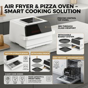 Four à Friture Sans Huile 6L 12 pouces 2100W Double Tension Numérique 9 Menus Pierre à Pizza Antiadhésive Fenêtre Appareil de Cuisine Vente en Gros Usine - Product Image 5