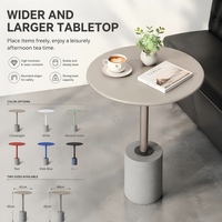 Table d'appoint ronde en métal avec base en ciment, résistante aux intempéries, petite table d'appoint multicolores pour salon, café, patio, extérieur