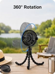 Ventilateur portable pour poussette de bébé avec pince trépied flexible, mini ventilateur de refroidissement rechargeable pour lit de bébé et siège auto, ventilateur silencieux à main - Product Image 4
