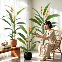 Tanaman Strelitzia Reginae Buatan yang Tinggi, Bunga Bird of Paradise Palsu dengan Bunga Oranye, Tanaman Hijau untuk Dekorasi Ruang Tamu Hotel