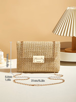 Sac à main en paille tissée pour femme, couleur unie, sac à main tendance, fermeture à loquet, motif géométrique, sac à bandoulière tissé à la main pour femmes