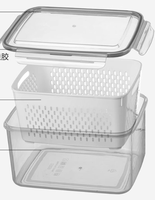 Conteneur de stockage alimentaire pour réfrigérateur certifié FCM avec panier de drainage, organisateur, boîte de conservation hermétique pour fruits et légumes
