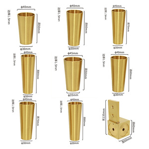 Pieds de meubles en laiton WYX, forme irrégulière, diamètre 30-40 mm, hauteur 50-80 mm, manchon en cuivre massif pour pieds de table et de chaise - Product Image 1