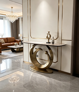 <b>Marble</b> <b>Console</b> <b>Table</b> Gold Metal Side <b>Table</b> Modern Entryway Living Room Accent <b>Table</b> - Product Image 5