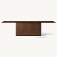 Table à manger sur pied RH Ligne, table rectangulaire en bois massif avec base minimaliste, pour cuisine et restaurant modernes