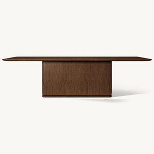 طاولة طعام RH Ligne ذات قاعدة، طاولة مستطيلة من الخشب الصلب بقاعدة بسيطة، للمطبخ العصري والمطعم - Product Image 4