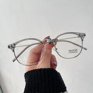 Lunettes de vue demi-cerclées Qianai, anti-lumière bleue, verres AC, style rétro unisexe T1 22001 - Product Image 3