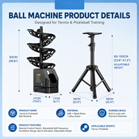 Machine de service de balles automatique professionnelle télécommandée pour l'entraînement multisports, alimentateur de balles portable universel pour le tennis