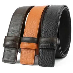 belt ripple Suppliers-Wholesale buckle-less big brand belt men's leather water ripple classic belt