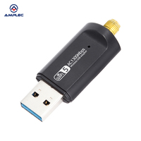 Adaptor WiFi USB Nirkabel Dual Band 2.4/5GHz 1300Mbps Antena High Gain Plug and Play Dongle Jaringan Eksternal untuk PC/Laptop Stok