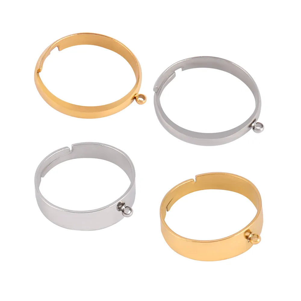 Anello regolabile in acciaio inossidabile per accessori per la creazione di gioielli connettore ad anello impostazione fai da te anelli vuoti piatti materiale di Base