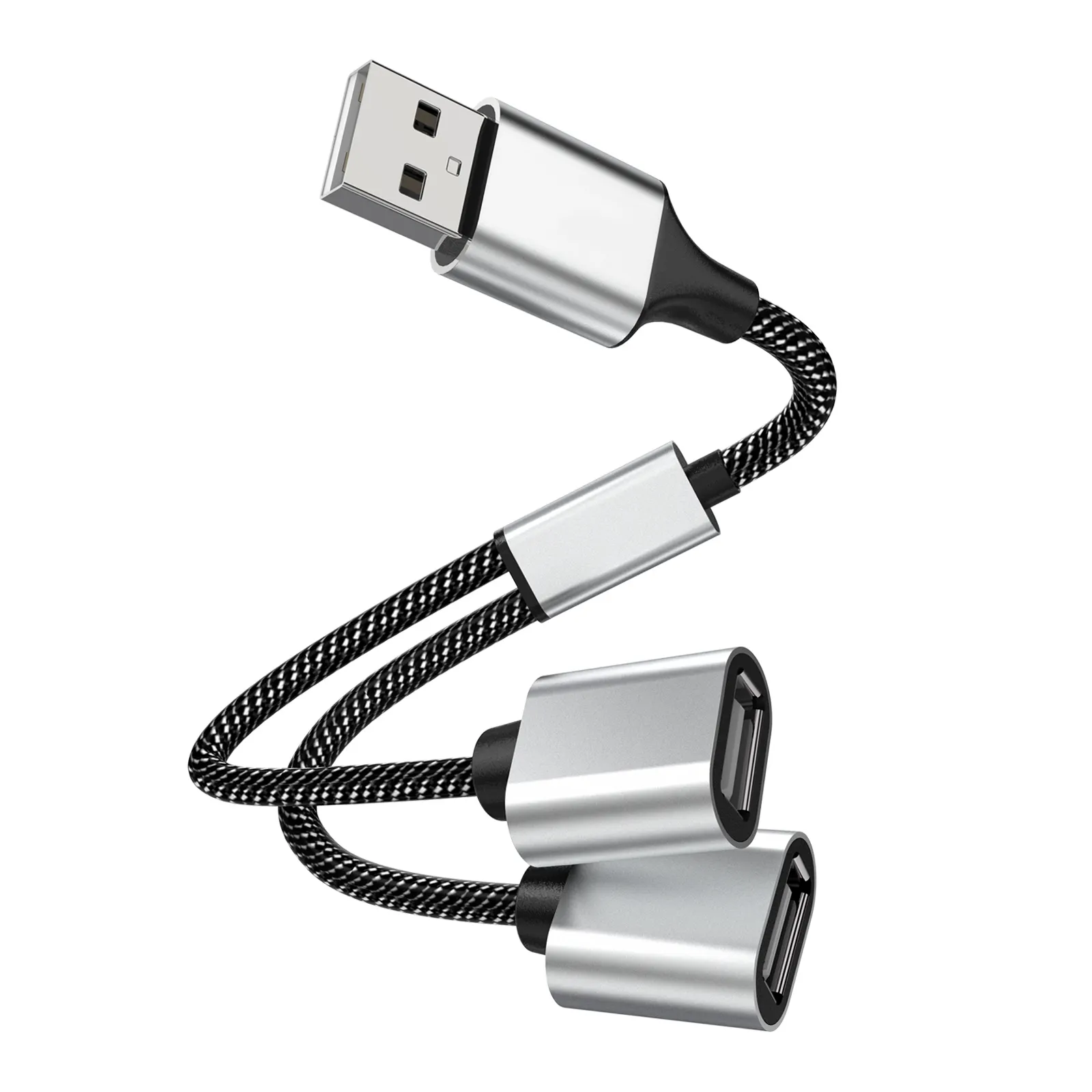 USB-A Y الفاصل تمديد مزدوجة USB 2.0 وتغ للهاتف شحن و نقل البيانات