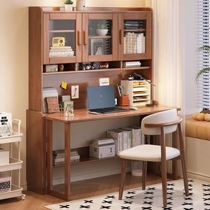 Solid Wood <b>Foldable</b> <b>Desk</b> Modern Simple Study <b>Desk</b> For Home Office Bedroom Student Computer <b>Desk</b> With Storage Shelves - Product Image 1