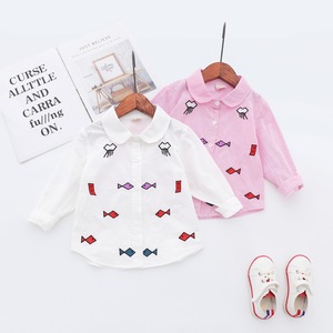 Los Mejores Productos para Niñas: Camisas Casuales Blancas Bordadas <span class=keywords><strong>de</strong></span> Algodón con Sudadera para Niñas - Product Image 1