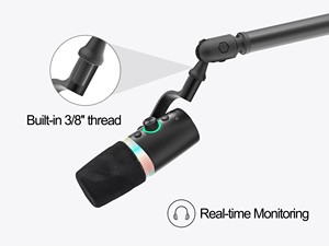 Microphone <span class=keywords><strong>vocal</strong></span> dynamique pour performance live, enregistrement en studio, microphone cardioïde XLR, microphone filaire USB pour diffusion avec pied de table - Product Image 6