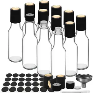 5盎司150毫升透明可回收玻璃工业塔巴斯科芥末酱瓶，带防漏盖和酱汁滴管插件