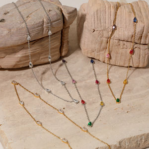 CLIORO Coloré Zircon Noël À La Mode Plaqué Or Bijoux De Mode En Acier Inoxydable Femmes Charme Colliers pour Femmes - Product Image 5