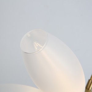 Lustre moderne créatif en verre givré en forme de pétale, cadre en laiton, luminaire suspendu artistique pour salon et salle à manger - Product Image 6